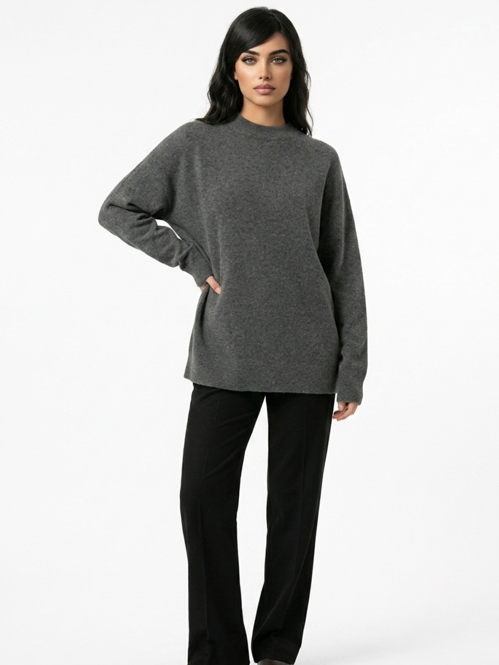 Nwt Z supply Gia crewneck sweater in charcoal Heather gray